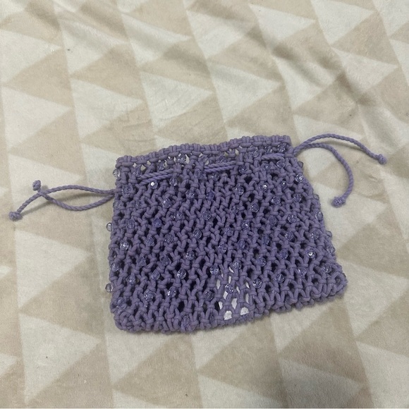 J crew Girls' beaded crochet pouch bag purple - Picture 3 of 3